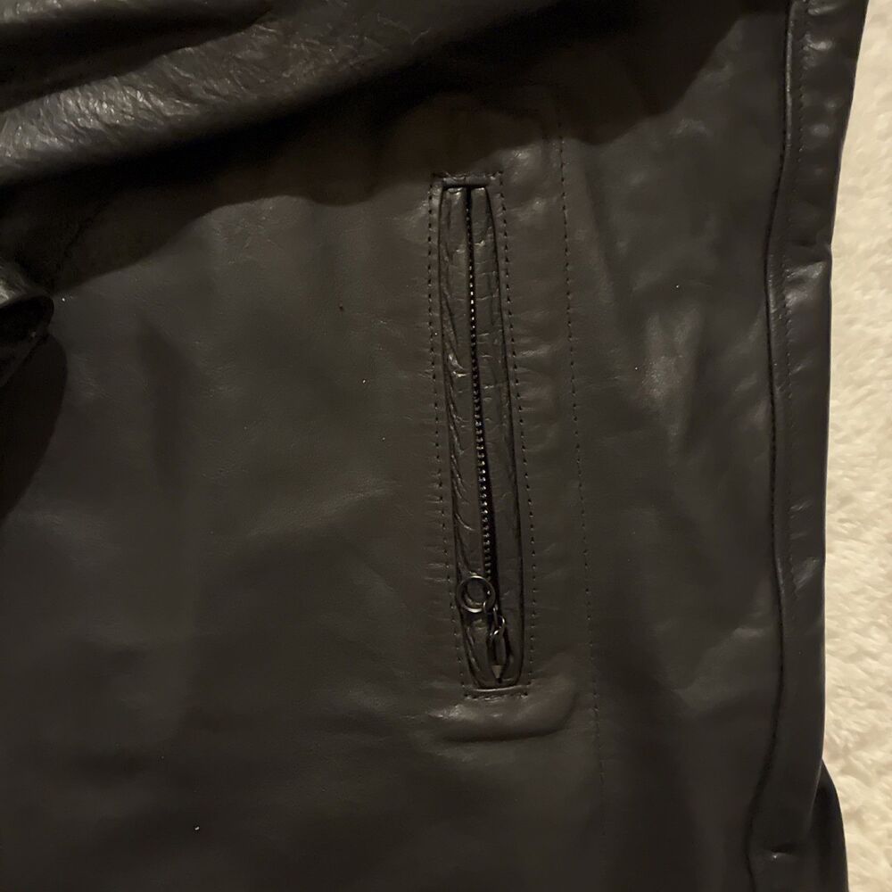 Overland Leather Men’s Black Full Zip Jacket Coat XL Genuine Leather - Picture 5 of 7